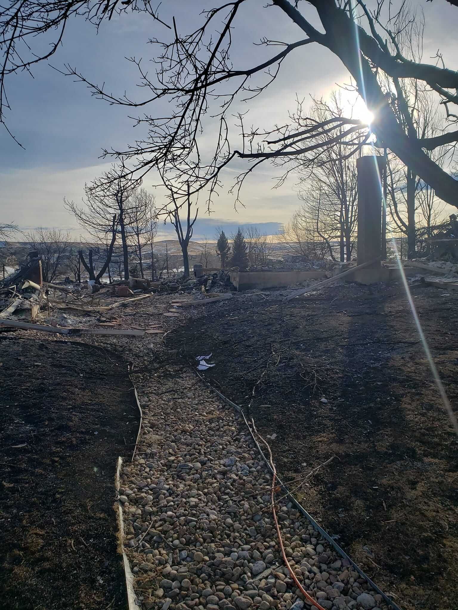 Picture of rubble from a burned home in Boulder County from the Marshall fire.